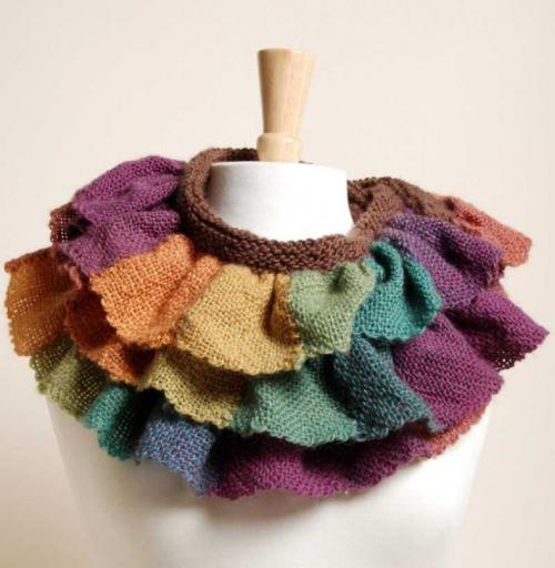 Оборки и рюши спицами. Рюши спицами: ТОП-25 лучших вариантов, как вязать оборки, плиссе, складки, рюши сверху вниз спицами для отделки горловины блузки