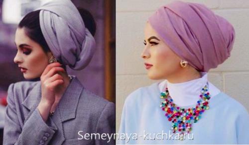 Как завязать платок на голову по-восточному. шарф-палантин на голове.