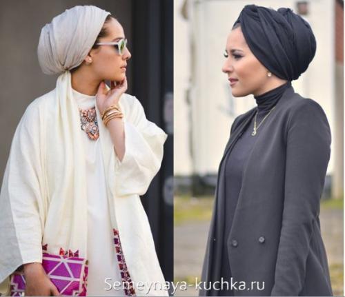 Как завязать платок на голову по-восточному. шарф-палантин на голове.