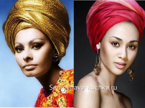 Как завязать платок на голову по-восточному. шарф-палантин на голове.