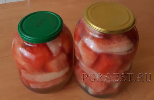 Маринованные арбузы в 3 литровых банках с уксусом. Маринованные арбузы в банках без корочки — рецепт без стерилизации