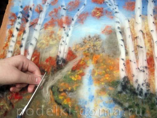 Как создать поделку на осенний бал из шерсти. Картина из шерсти «Золотая осень»