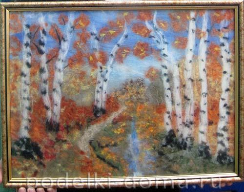 Как создать поделку на осенний бал из шерсти. Картина из шерсти «Золотая осень»