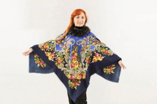 Какие типы одежды можно создать из павлопосадских платков. Пончо из павлопосадских платков