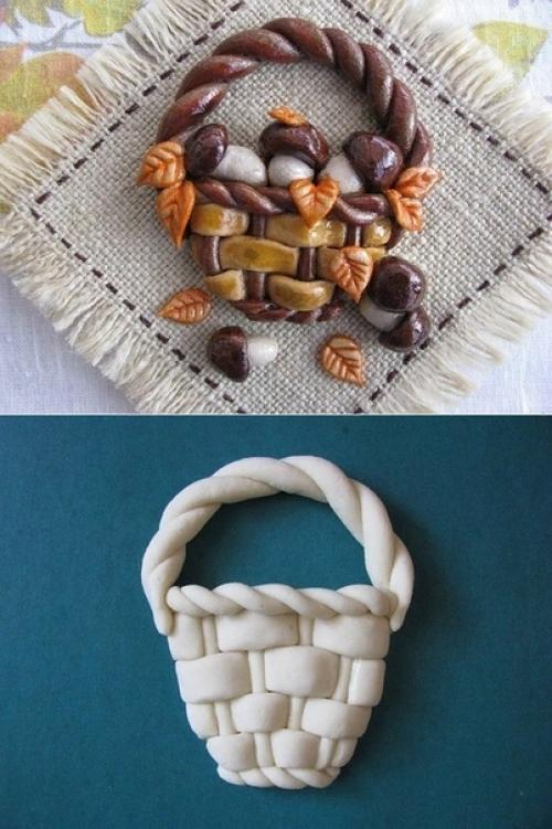 Смакните вкус и аромат: корзина с грибами из соленого теста 31