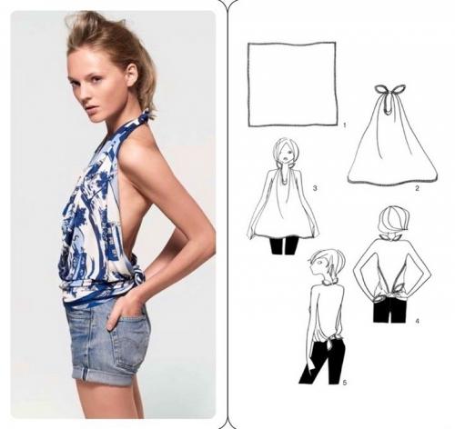 Топ из платка 2021. Атласный топ из платка