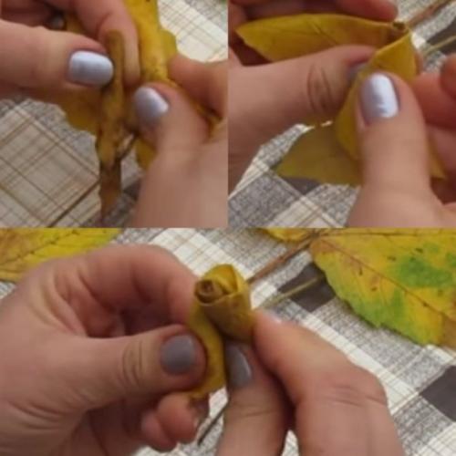 Розочка из листьев: простой способ создания красивого украшения 05