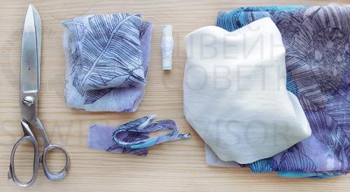 Как вырезать материал для выкройки свободного платья с цельнокроеным рукавом три четверти