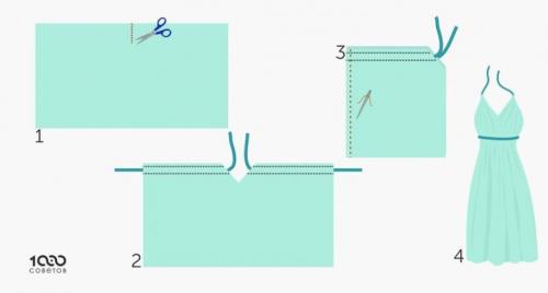 Платье без выкройки за 15 минут. Шьем легкое платье без выкройки своими руками