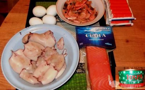 Салат морская жемчужина с красной рыбой. Рецепт: Салат Морская жемчужина - с семгой и икрой