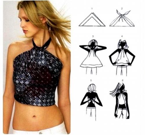 Из платка топ. Атласный топ из платка