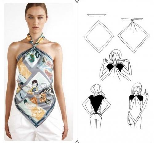 Из платка топ. Атласный топ из платка