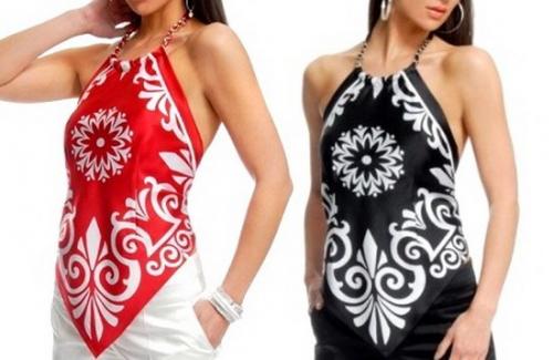 Из платка топ. Атласный топ из платка